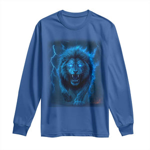 Vintage Classic Blue Lion Bootleg Graphic Long Sleeve Shirt TS10 Royal Blue Print Your Wear