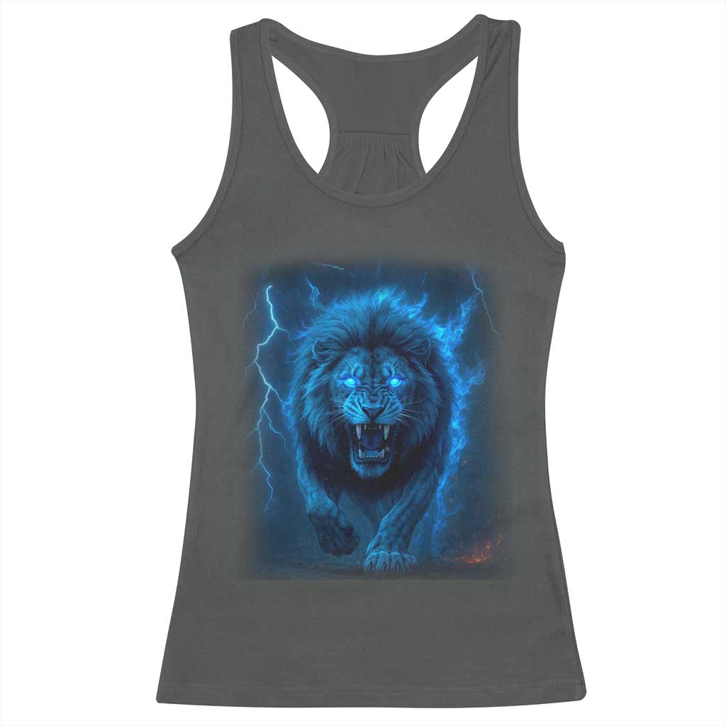 Vintage Classic Blue LF Bootleg Graphic Racerback Tank Top TS10 Dark Heather Print Your Wear