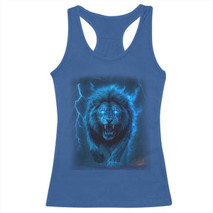 Vintage Classic Blue Lion Bootleg Graphic Racerback Tank Top TS10 Royal Blue Print Your Wear