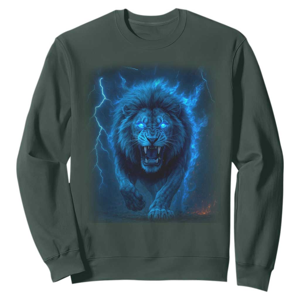 Vintage Classic Blue Lion Bootleg Graphic Sweatshirt TS10 Dark Forest Green Print Your Wear