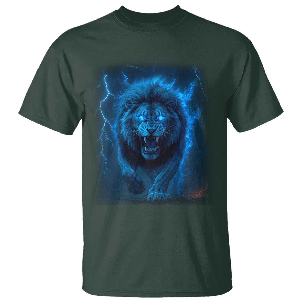 Vintage Classic Blue Lion Bootleg Graphic T Shirt TS10 Dark Forest Green Print Your Wear