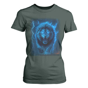 Vintage Classic Blue Lion Bootleg Graphic T Shirt For Women TS10 Dark Forest Green Print Your Wear