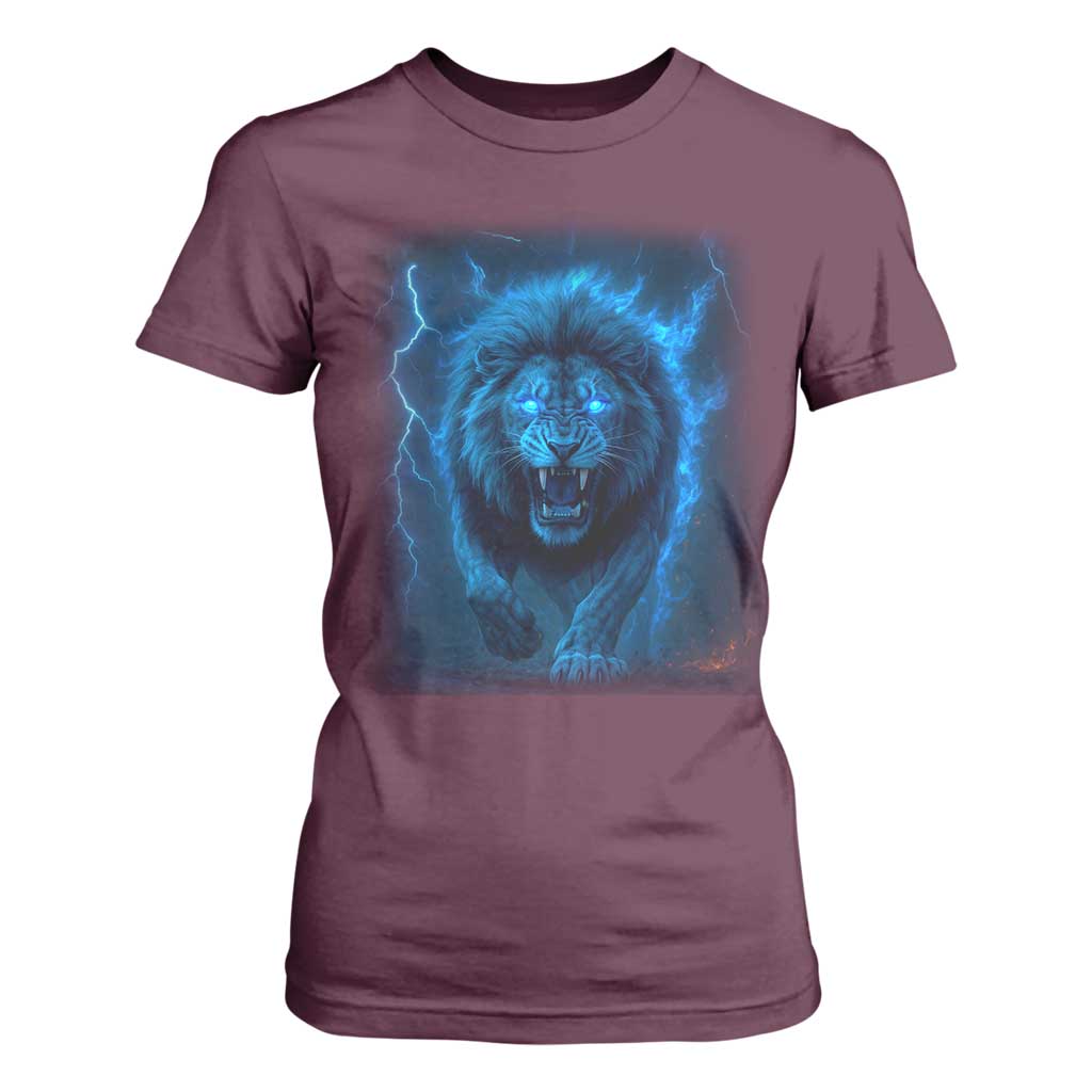 Vintage Classic Blue Lion Bootleg Graphic T Shirt For Women TS10 Maroon Print Your Wear