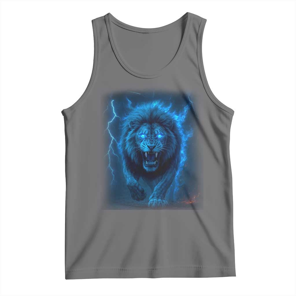 Vintage Classic Blue Lion Bootleg Graphic Tank Top TS10 Black Heather Print Your Wear
