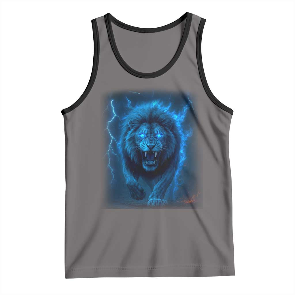 Vintage Classic Blue Lion Bootleg Graphic Tank Top TS10 Deep Heather Black Print Your Wear