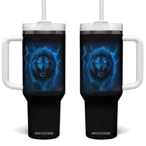 Vintage Classic Blue Lion Bootleg Graphic Tumbler With Handle TS10 One Size: 40 oz Black Print Your Wear