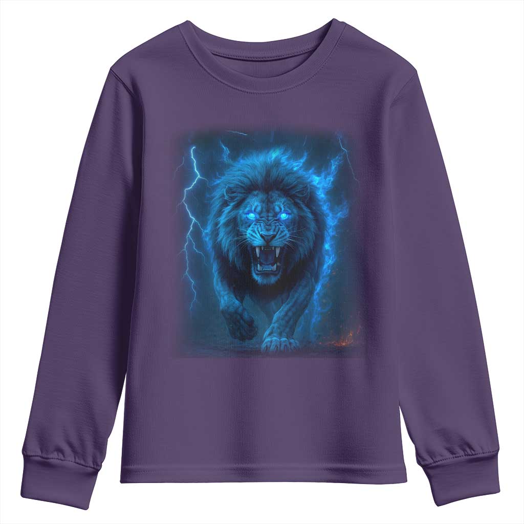 Vintage Classic Blue Lion Bootleg Graphic Youth Sweatshirt TS10 Purple Print Your Wear