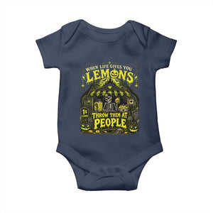 When Life Gives You Lemons Throw Them At People Baby Onesie Funny Skeleton Halloween Gothic Lemonade Graphic