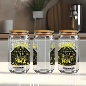 When Life Gives You Lemons Throw Them At People Glass Can Funny Skeleton Halloween Gothic Lemonade Graphic