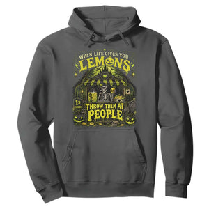 When Life Gives You Lemons Throw Them At People Hoodie Funny Skeleton Halloween Gothic Lemonade Graphic