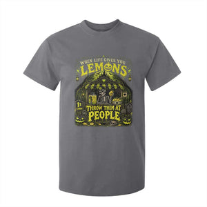 When Life Gives You Lemons Throw Them At People T Shirt For Kid Funny Skeleton Halloween Gothic Lemonade Graphic