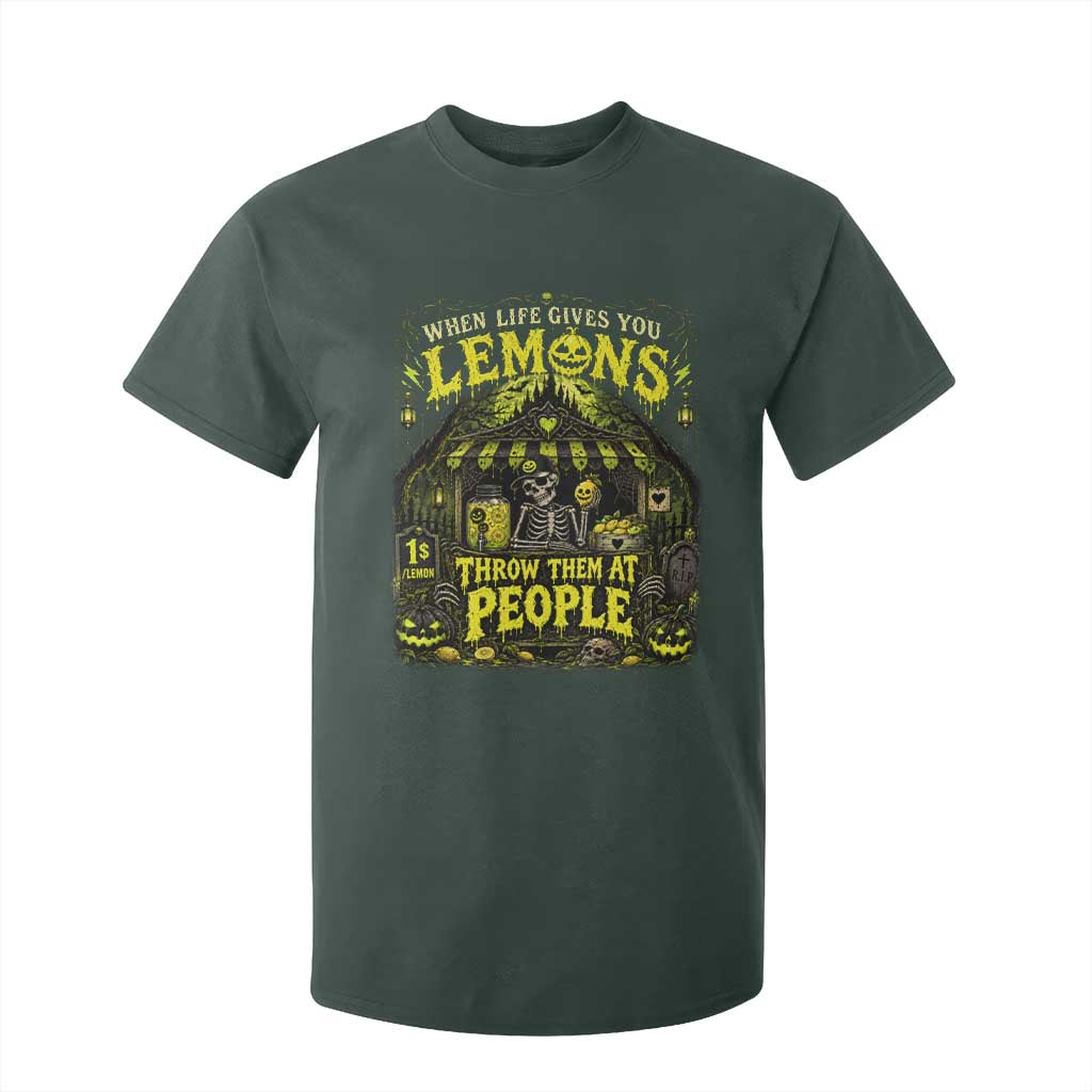 When Life Gives You Lemons Throw Them At People T Shirt For Kid Funny Skeleton Halloween Gothic Lemonade Graphic