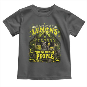When Life Gives You Lemons Throw Them At People Toddler T Shirt Funny Skeleton Halloween Gothic Lemonade Graphic