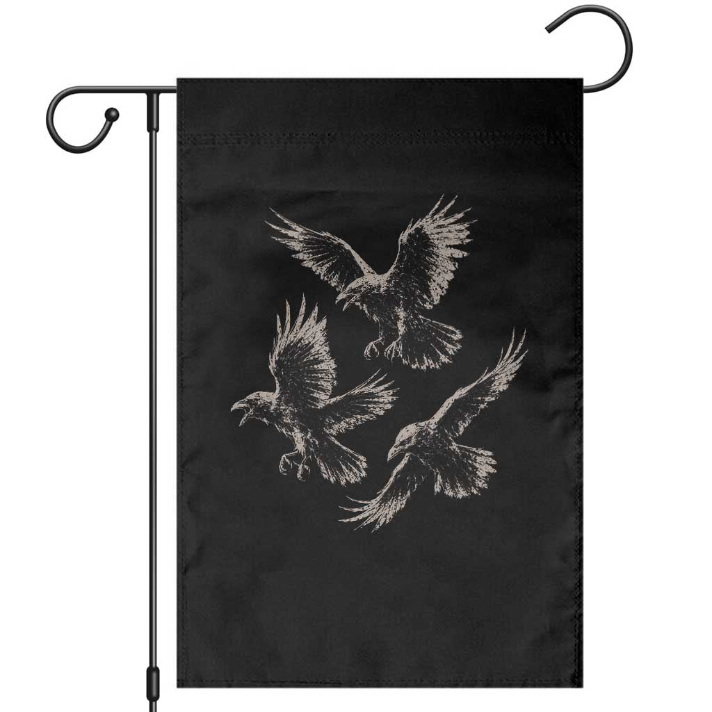 Flying Raven Crow Garden Flag Vintage Dark Academia Gothic Black Bird Graphic TS10 Black Print Your Wear