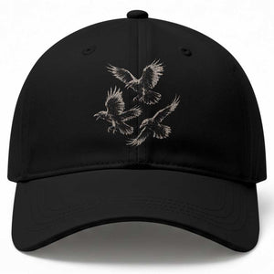 Flying Raven Crow Baseball Cap Vintage Dark Academia Gothic Black Bird Graphic