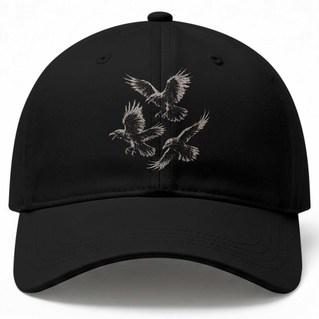 Flying Raven Crow Baseball Cap Vintage Dark Academia Gothic Black Bird Graphic TS10 Print Your Wear