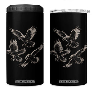 Flying Raven Crow 4 in 1 Can Cooler Tumbler Vintage Dark Academia Gothic Black Bird Graphic