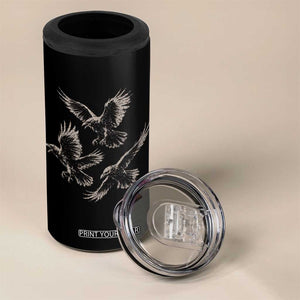 Flying Raven Crow 4 in 1 Can Cooler Tumbler Vintage Dark Academia Gothic Black Bird Graphic