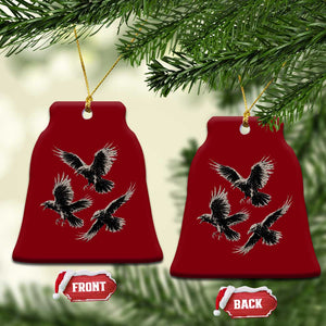 Flying Raven Crow Ceramic Ornament Vintage Dark Academia Gothic Black Bird Graphic