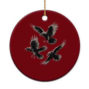 Flying Raven Crow Ceramic Ornament Vintage Dark Academia Gothic Black Bird Graphic