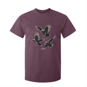 Flying Raven Crow T Shirt For Kid Vintage Dark Academia Gothic Black Bird Graphic