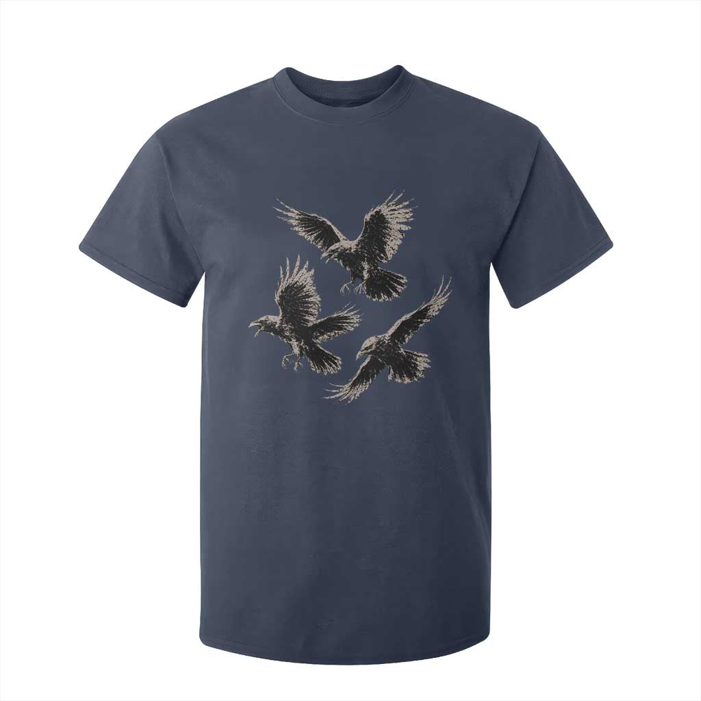 Flying Raven Crow T Shirt For Kid Vintage Dark Academia Gothic Black Bird Graphic