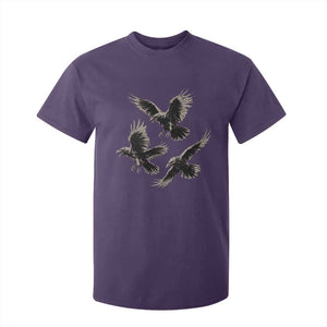 Flying Raven Crow T Shirt For Kid Vintage Dark Academia Gothic Black Bird Graphic