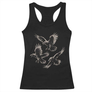 Flying Raven Crow Racerback Tank Top Vintage Dark Academia Gothic Black Bird Graphic