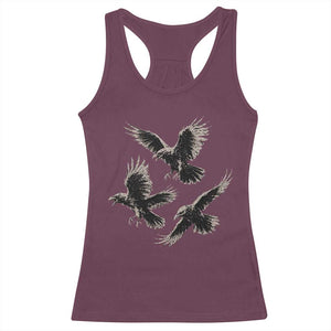 Flying Raven Crow Racerback Tank Top Vintage Dark Academia Gothic Black Bird Graphic