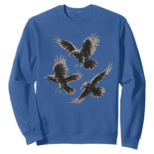 Flying Raven Crow Sweatshirt Vintage Dark Academia Gothic Black Bird Graphic