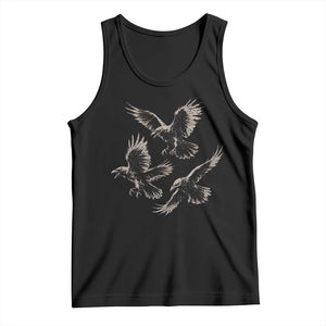 Flying Raven Crow Tank Top Vintage Dark Academia Gothic Black Bird Graphic