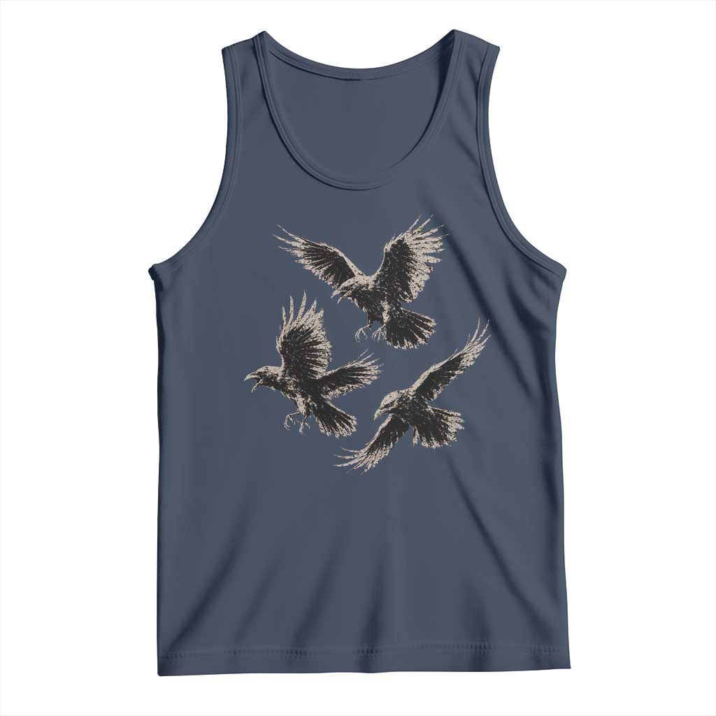 Flying Raven Crow Tank Top Vintage Dark Academia Gothic Black Bird Graphic