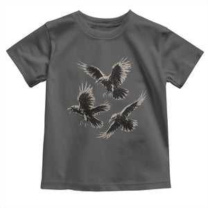 Flying Raven Crow Toddler T Shirt Vintage Dark Academia Gothic Black Bird Graphic