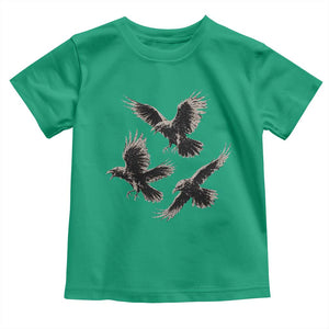 Flying Raven Crow Toddler T Shirt Vintage Dark Academia Gothic Black Bird Graphic