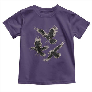 Flying Raven Crow Toddler T Shirt Vintage Dark Academia Gothic Black Bird Graphic