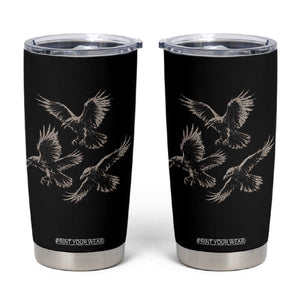 Flying Raven Crow Tumbler Cup Vintage Dark Academia Gothic Black Bird Graphic