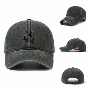 Flying Raven Crow Washed Cotton Baseball Cap Vintage Dark Academia Gothic Black Bird Graphic