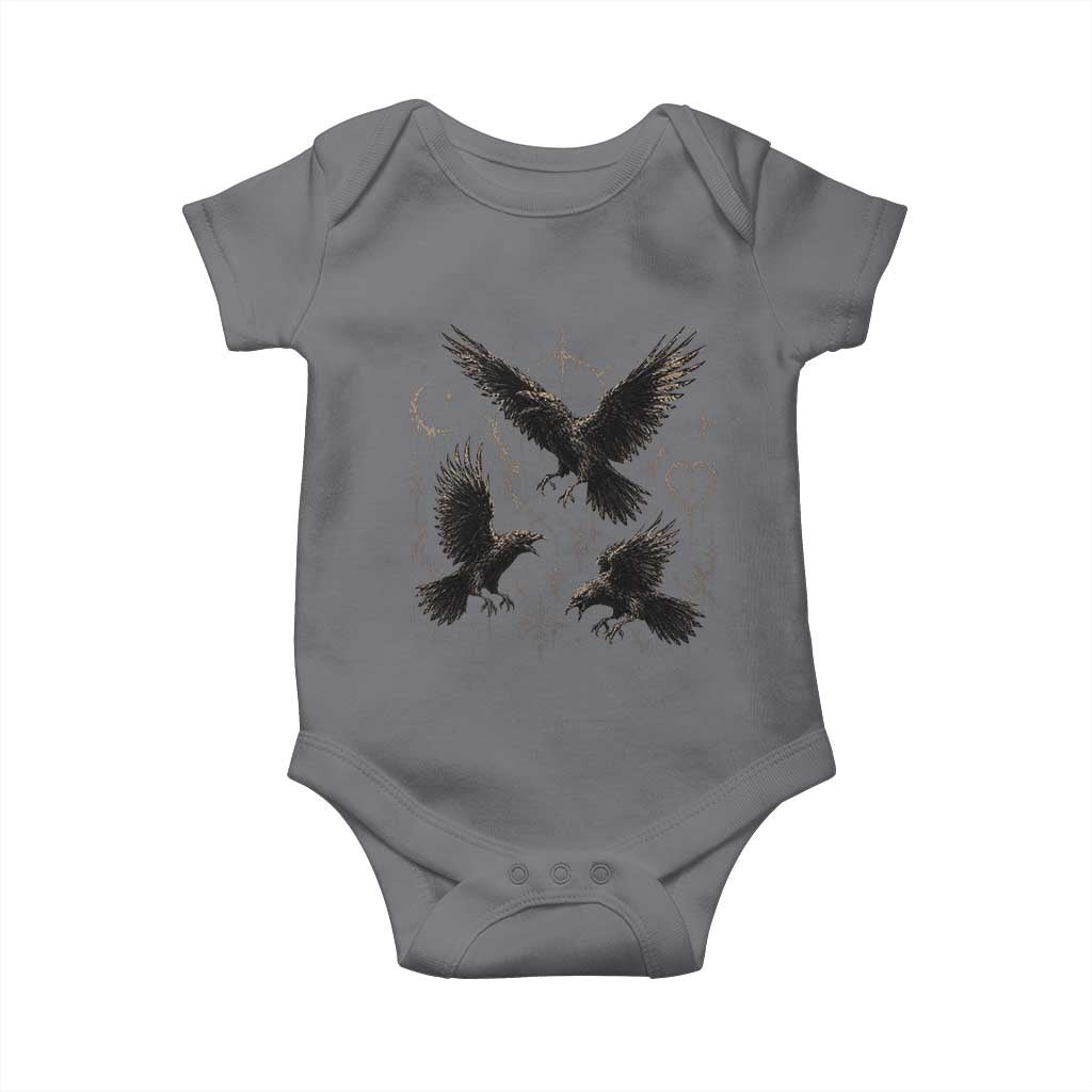 Flying Raven Crow Baby Onesie Black Bird Gothic Occult Cyber Y2K Dark Academia Ravens Graphic