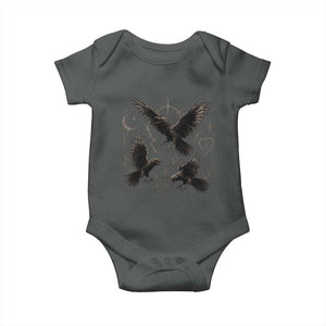 Flying Raven Crow Baby Onesie Black Bird Gothic Occult Cyber Y2K Dark Academia Ravens Graphic