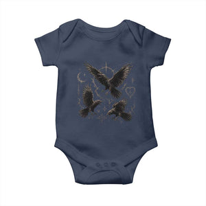 Flying Raven Crow Baby Onesie Black Bird Gothic Occult Cyber Y2K Dark Academia Ravens Graphic