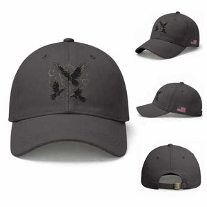 Flying Raven Crow Baseball Cap Black Bird Gothic Occult Cyber Y2K Dark Academia Ravens Graphic