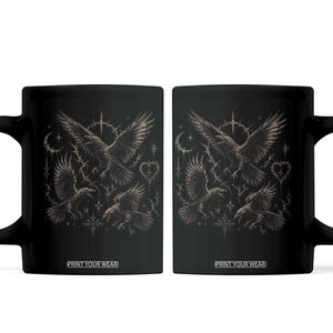 Flying Raven Crow Coffee Mug Black Bird Gothic Occult Cyber Y2K Dark Academia Ravens Graphic