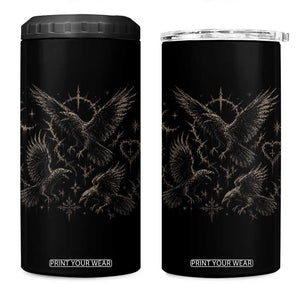Flying Raven Crow 4 in 1 Can Cooler Tumbler Black Bird Gothic Occult Cyber Y2K Dark Academia Ravens Graphic