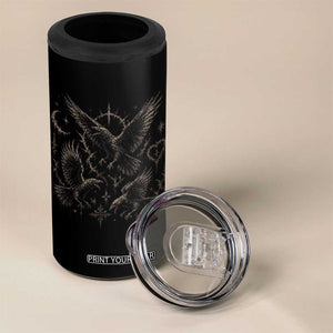 Flying Raven Crow 4 in 1 Can Cooler Tumbler Black Bird Gothic Occult Cyber Y2K Dark Academia Ravens Graphic