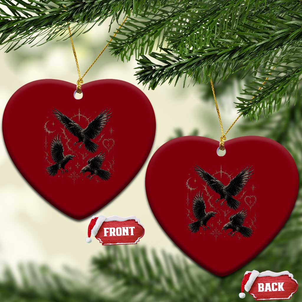 Flying Raven Crow Ceramic Ornament Black Bird Gothic Occult Cyber Y2K Dark Academia Ravens Graphic
