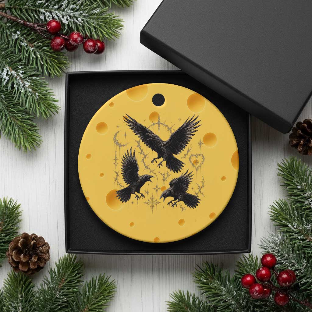 Flying Raven Crow Ceramic Ornament Black Bird Gothic Occult Cyber Y2K Dark Academia Ravens Graphic