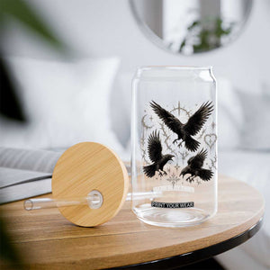 Flying Raven Crow Glass Can Black Bird Gothic Occult Cyber Y2K Dark Academia Ravens Graphic