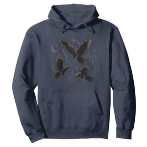 Flying Raven Crow Hoodie Black Bird Gothic Occult Cyber Y2K Dark Academia Ravens Graphic