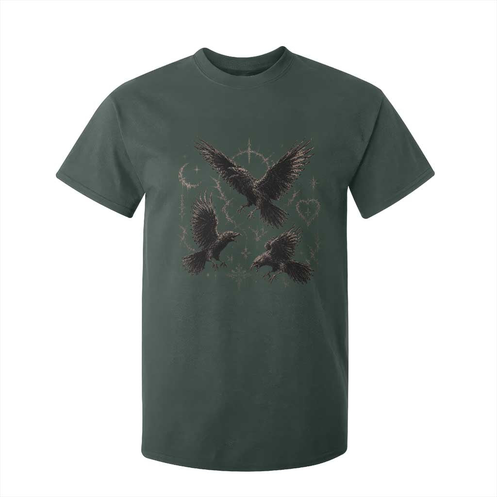 Flying Raven Crow T Shirt For Kid Black Bird Gothic Occult Cyber Y2K Dark Academia Ravens Graphic