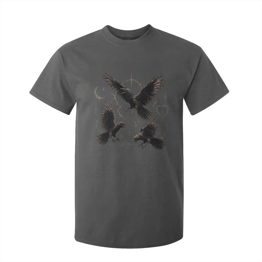 Flying Raven Crow T Shirt For Kid Black Bird Gothic Occult Cyber Y2K Dark Academia Ravens Graphic